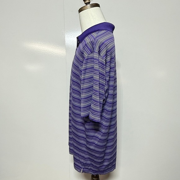 Nike Golf Shirt Mens XL Purple White Striped Dri-FIT Short Sleeve Polo Wicking - Picture 5 of 9